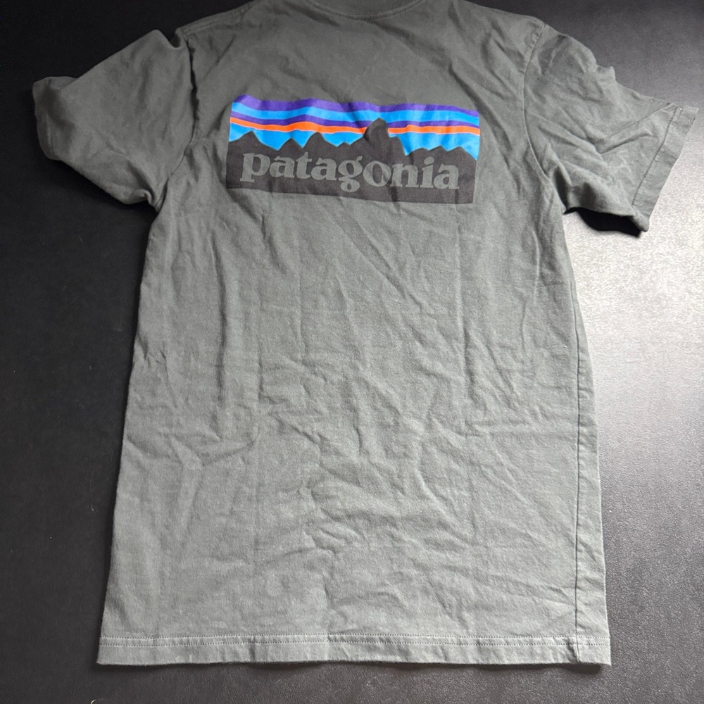 Patagonia Mens‎ Small S Pocket T Shirt Gray Graphic Logo Short Sleeve